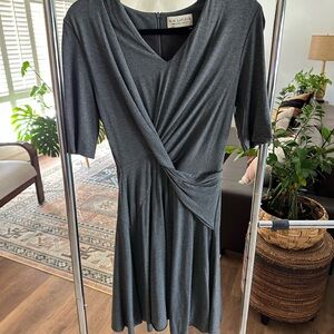MM Lafleur Charcoal Gray Criss Cross Midi Dress Size 10